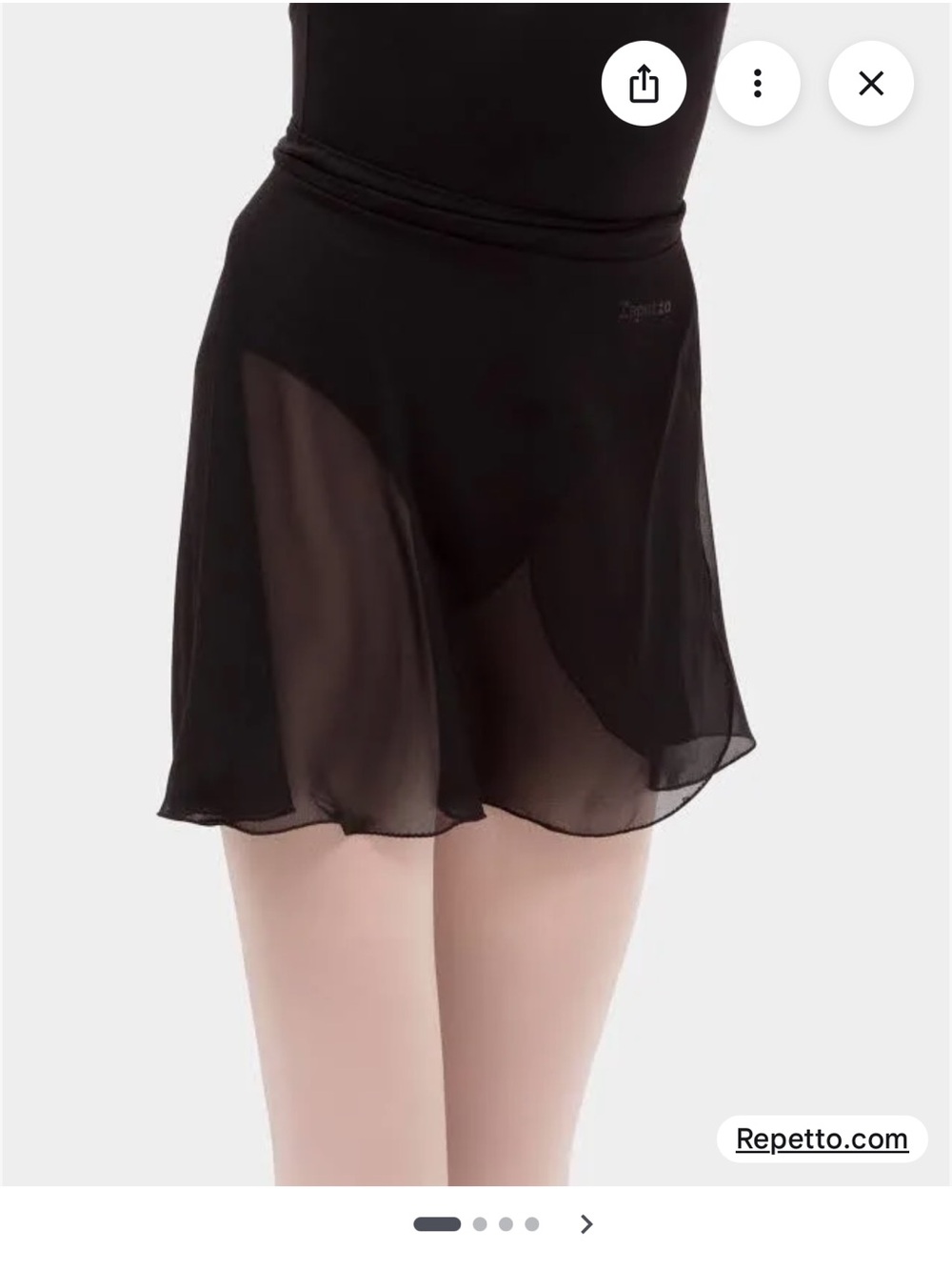 Girls Repetto Black Chiffon Dance Skirt